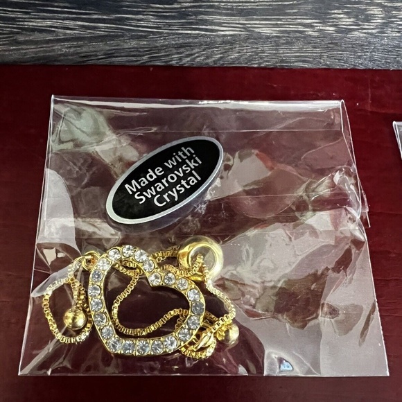 Swarovski Elements Crystal Adjustable Heart Gold Slider Bracelet ~ New! - Picture 2 of 3